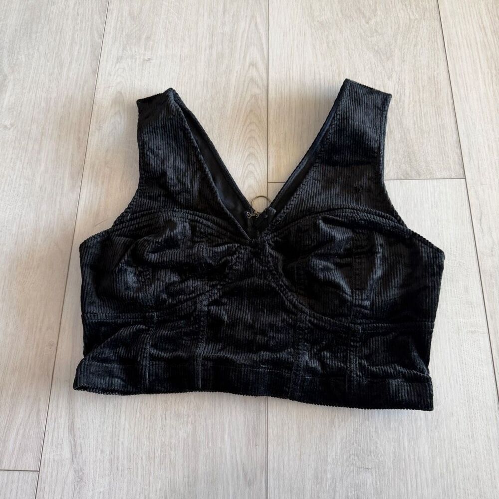 Anthropologie Maeve Corduroy Bustier Top in Black size 8